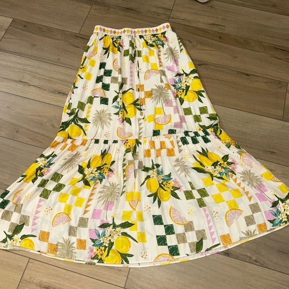 Rachel Zoe Dresses & Skirts - Rachel Zoe Maxi Skirt Lemons Palm Trees Peplum Cruise Festival Travel Size S